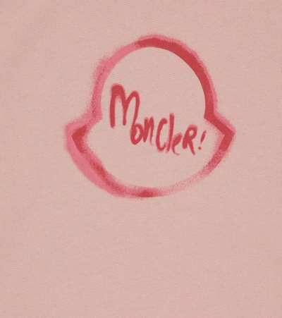 Shop Moncler Logo Cotton Jersey Dress In Pink