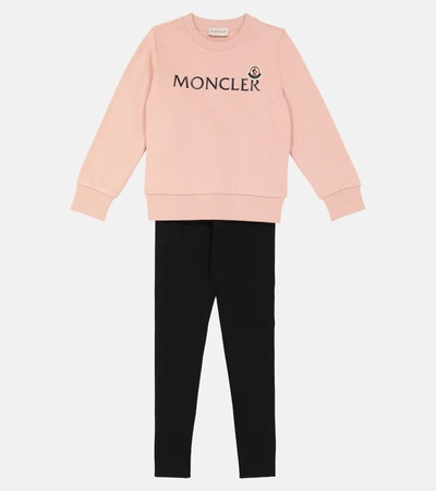 Shop Moncler Logo Cotton Jersey Sweatshirt In Pink