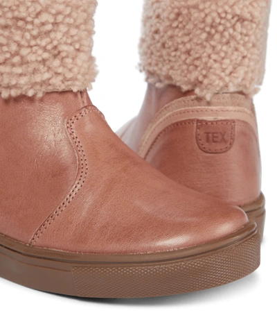 Shop Petit Nord Rainbow Shearling-lined Leather Boots In Pink