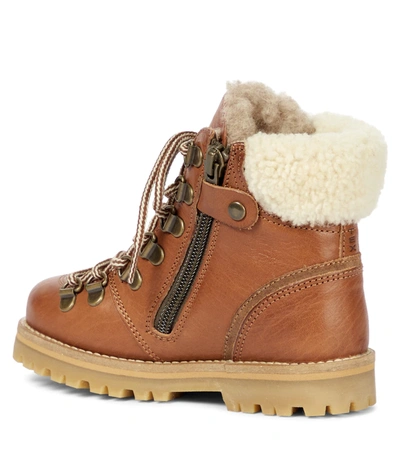 Shop Petit Nord Rainbow Shearling-lined Leather Boots In Brown