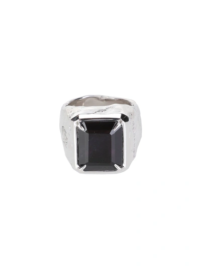 Shop Ambush Engraved Logo Stone Ring In Silver