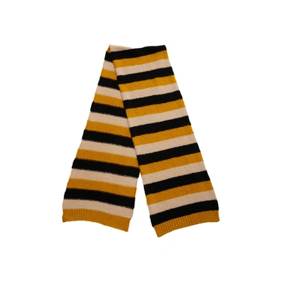 La Doublej Stripe-pattern Knitted Scarf In Cammello-nero-giallo