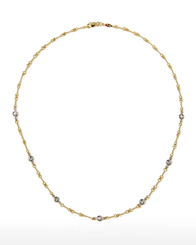 Shop Roberto Coin Two-tone 18k 7-diamond Dog Bone Necklace In Yellow White Gold