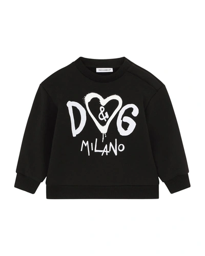 Shop Dolce & Gabbana Girl's Dg Milano Drip Sweater In Hn3ep Blackwhite