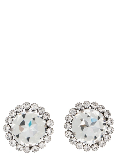 Shop Alessandra Rich Crystal Clip Earrings In Silver