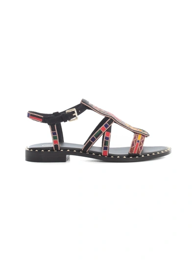 Shop Ash Peaceful Embroidered Sandals In Black