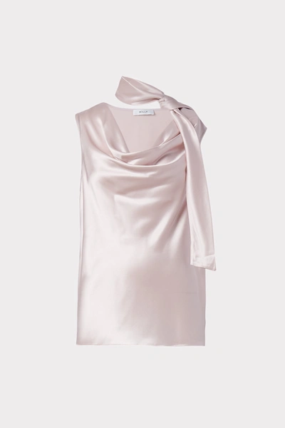 Shop Milly Rory Hammered Satin Top In Blush