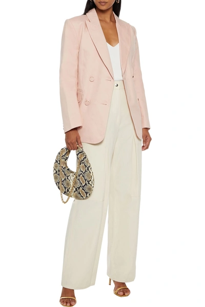 Shop Zimmermann Ladybeetle Double-breasted Gathered Cotton-twill Blazer In Blush