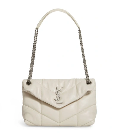 Shop Saint Laurent Small Loulou Puffer Shoulder Bag In White