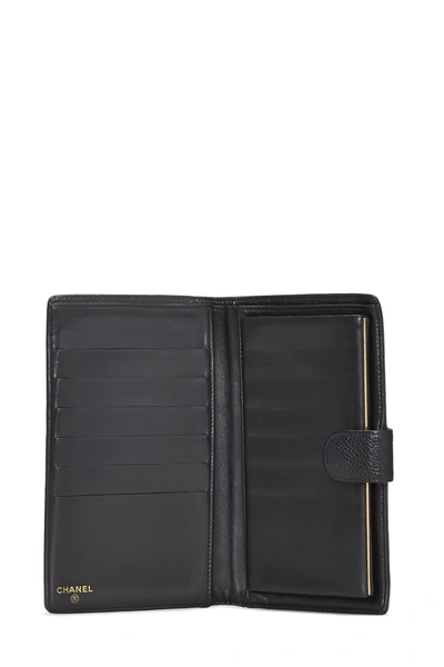 Pre-owned Chanel Black Caviar 'cc' Timeless Long Wallet