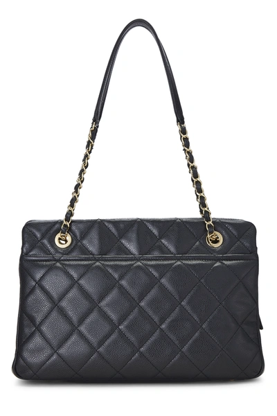 Pre-owned Chanel Black Quilted Caviar Timeless 'cc' Soft Shopper Medium