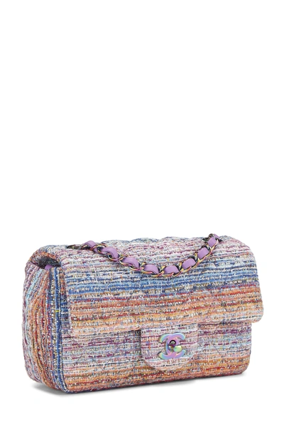 Pre-owned Chanel Multicolor Quilted Tweed Rainbow Flap New Mini