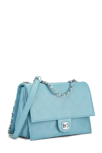 Pre-owned Chanel Blue Quilted Lambskin Seasonal Flap Bag Medium