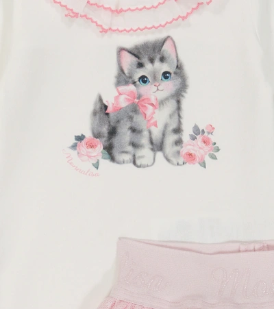 Monnalisa Baby Cotton Onesie, Skirt And Headband Set In White