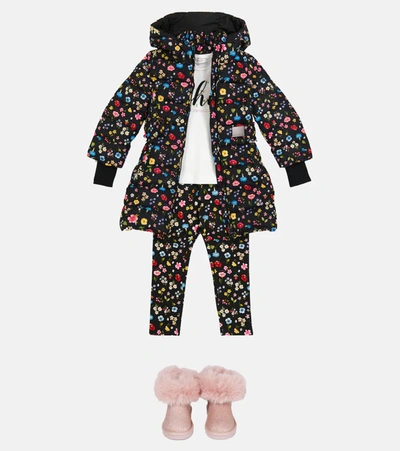 Shop Monnalisa Floral Padded Coat In Multicoloured