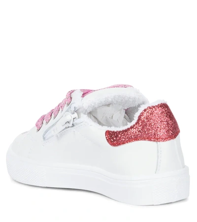 Shop Monnalisa Printed Leather Sneakers In White