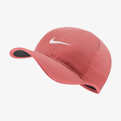 Shop Nike Sportswear Aerobill Featherlight Adjustable Cap In Magic Ember,black,white