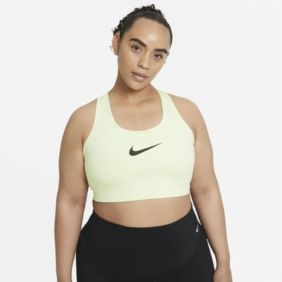 Shop Nike Swoosh Women's Medium-support Non-padded Sports Bra In Lime Ice,black