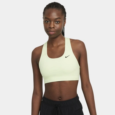 Shop Nike Dri-fit Swoosh Women's Medium-support Non-padded Sports Bra In Lime Ice,black