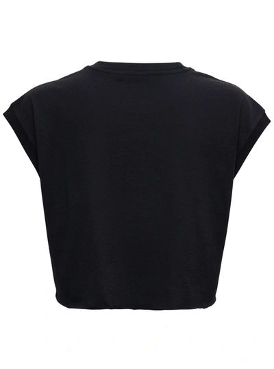 Shop Dolce & Gabbana Black Cotton Cropt-shirt With Logo