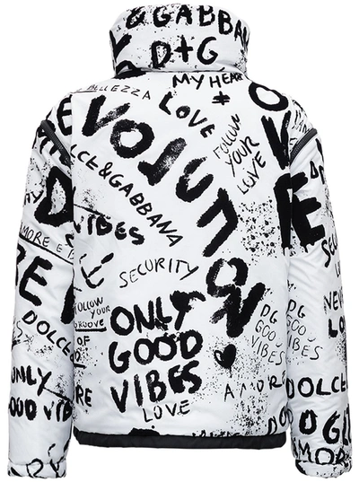 Shop Dolce & Gabbana Graffiti Reversible Nylon Down Jacket In Black