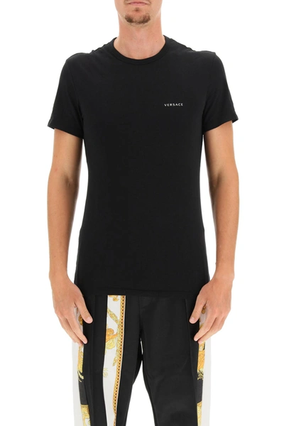 Shop Versace Bi-pack T-shirt With Logo In Black