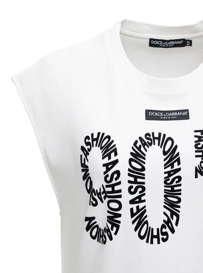 Shop Dolce & Gabbana White Cotton T-shirt With 90's Front Print