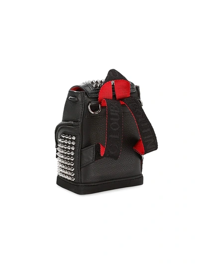 Shop Christian Louboutin Mini Explorafunk Studded Leather Crossbody Backpack In Snow Snow