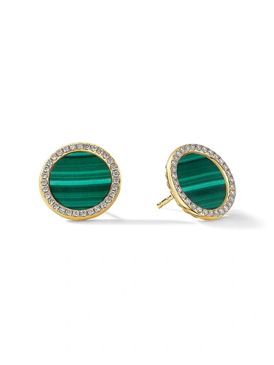 Shop David Yurman Women's Dy Elements 18k Yellow Gold & Turquoise Earrings In Malachite