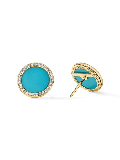 Shop David Yurman Women's Dy Elements 18k Yellow Gold & Turquoise Earrings In Malachite