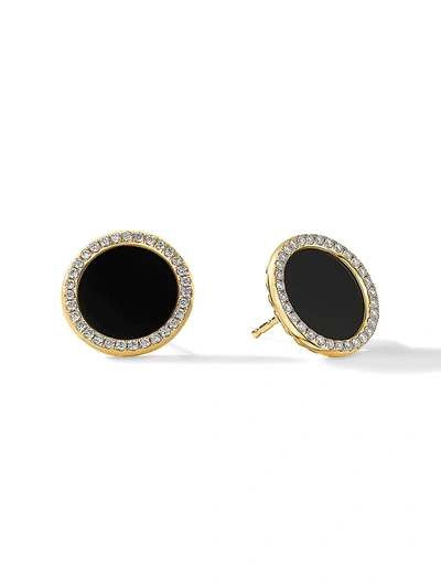Shop David Yurman Women's Dy Elements 18k Yellow Gold & Turquoise Earrings In Black Onyx