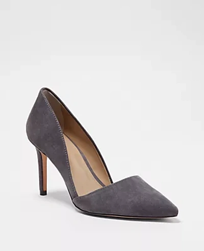 Shop Ann Taylor Azra Suede Pumps In Heathered Onyx