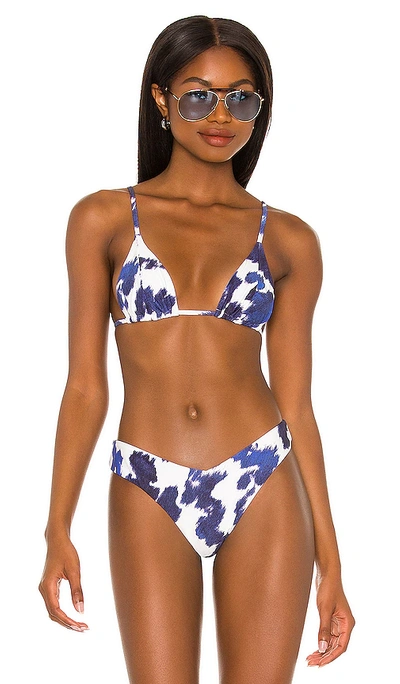 Shop Weworewhat Cooper Bikini Top In Cowhide Navy Multi