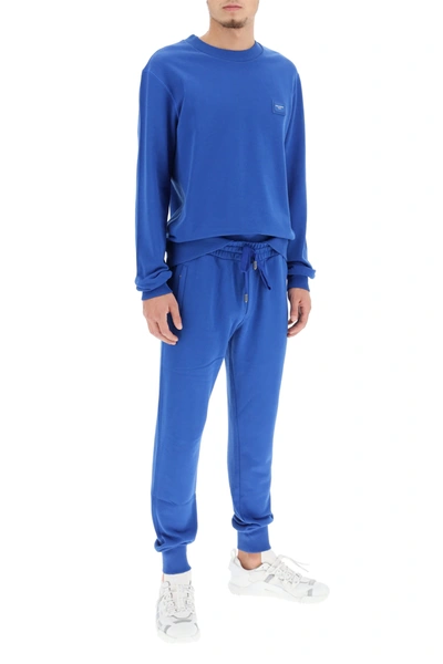 Shop Dolce & Gabbana Sweatshirt With Logo Plaque In Blue