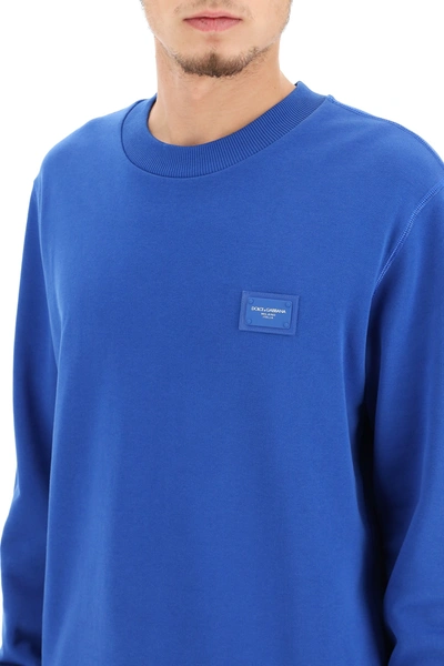 Shop Dolce & Gabbana Sweatshirt With Logo Plaque In Blue