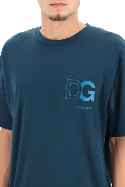 Shop Dolce & Gabbana Embossed Monogram T-shirt In Blue