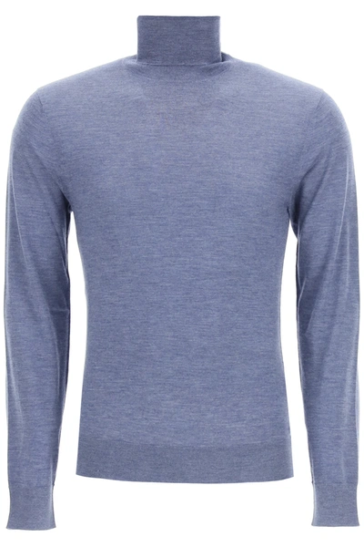 Shop Dolce & Gabbana High Neck Cashmere Sweater In Blue,purple