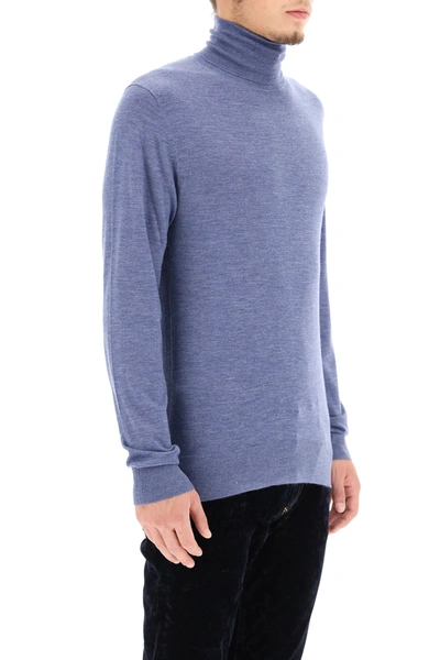 Shop Dolce & Gabbana High Neck Cashmere Sweater In Blue,purple