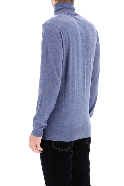 Shop Dolce & Gabbana High Neck Cashmere Sweater In Blue,purple