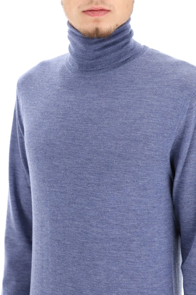 Shop Dolce & Gabbana High Neck Cashmere Sweater In Blue,purple