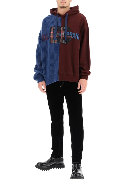 Shop Dolce & Gabbana Mixed Technique Sweatshirt In Blue,red
