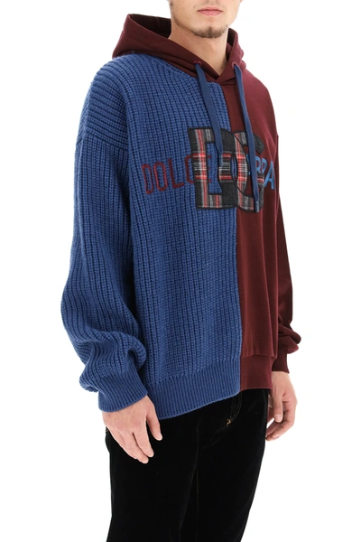 Shop Dolce & Gabbana Mixed Technique Sweatshirt In Blue,red