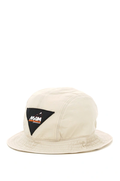 Shop Msgm Nylon Bucket Hat In Beige,black