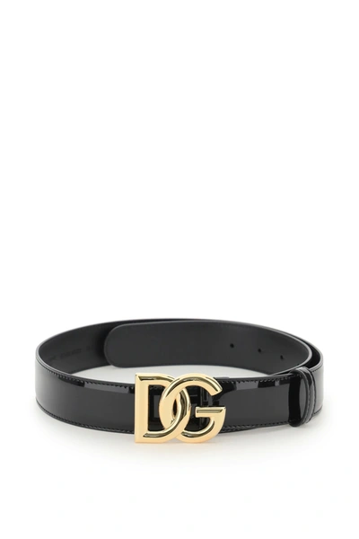 Shop Dolce & Gabbana Patent Belt S 35 Mm In Black