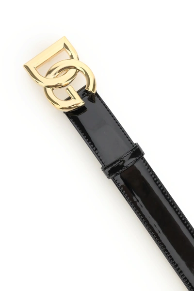 Shop Dolce & Gabbana Patent Belt S 35 Mm In Black
