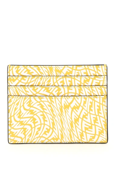 Shop Fendi Ff Vertigo Card Holder In Yellow,white