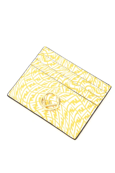 Shop Fendi Ff Vertigo Card Holder In Yellow,white