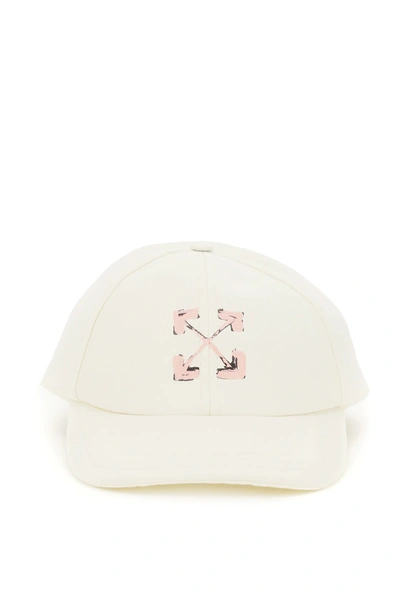 Shop Off-white Arrows Print Baseball Cap In White,pink