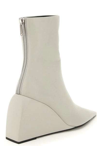 Shop Off-white Wedge Heel Ankle Boots In Grey