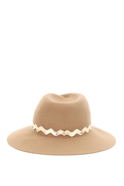 Shop Maison Michel Virginie Hat With Wavy Band In Brown